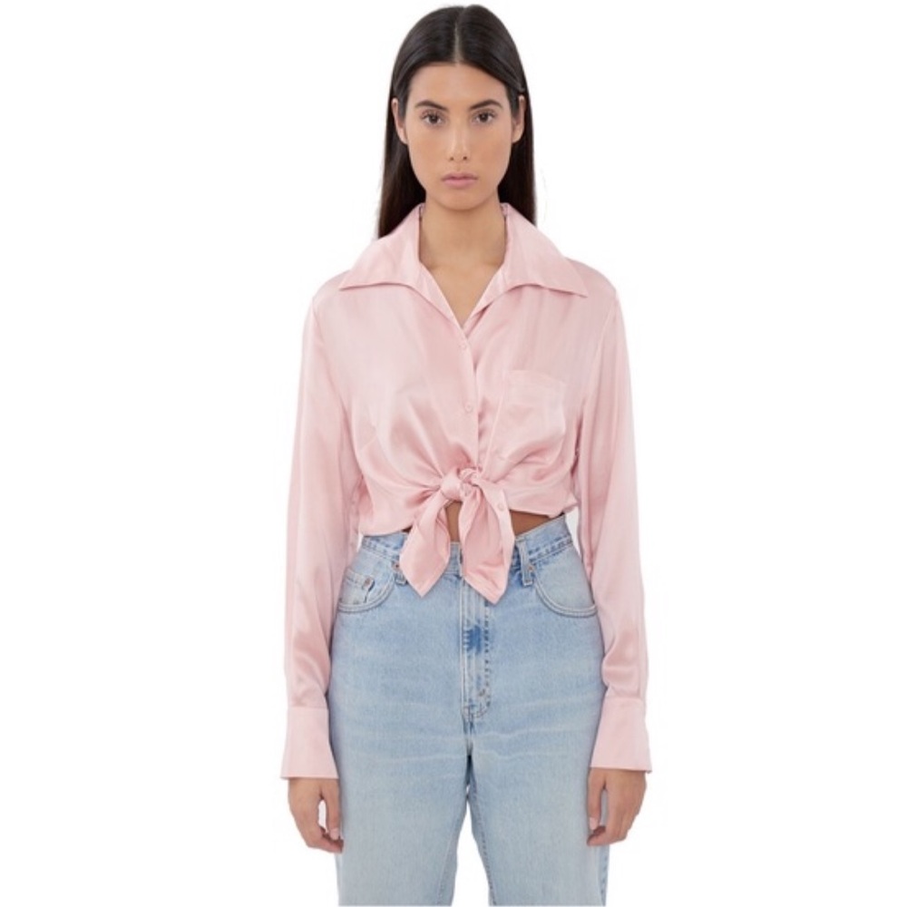 SOLD.NWT Danielle Guizio Silk Button Down Shirt - Picture 3 of 7